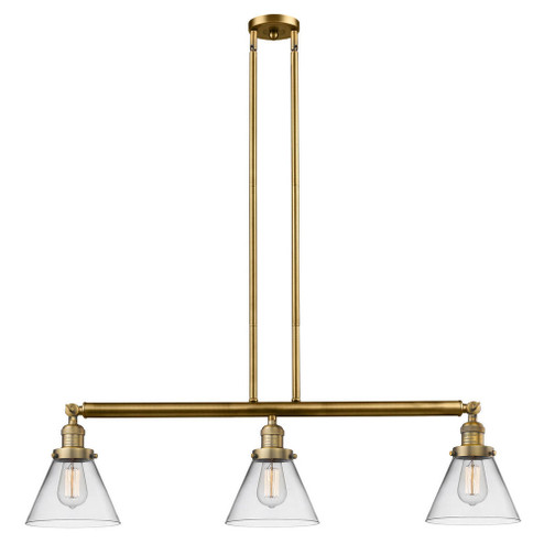 Cone - 3 Light - 40 inch - Brushed Brass - Stem Hung - Adjustable Island Light (3442|213-BB-G42)