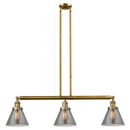 Cone - 3 Light - 40 inch - Brushed Brass - Stem Hung - Adjustable Island Light (3442|213-BB-G43)