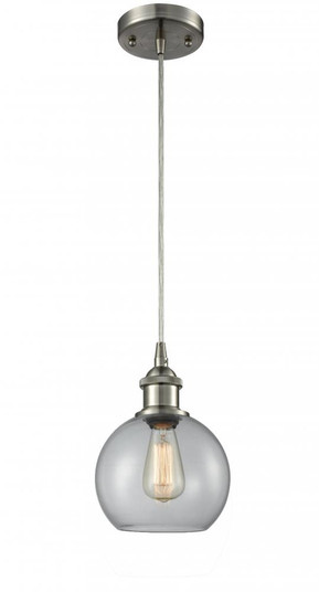 Athens - 1 Light - 8 inch - Brushed Satin Nickel - Cord hung - Mini Pendant (3442|516-1P-SN-G122)