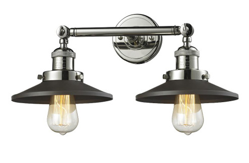 Railroad - 2 Light - 18 inch - Polished Nickel - Adjustable Bath Vanity Light (3442|208-PN-M6BK)