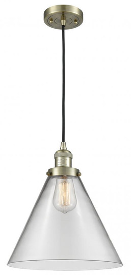 Cone - 1 Light - 12 inch - Antique Brass - Cord hung - Mini Pendant (3442|201C-AB-G42-L)