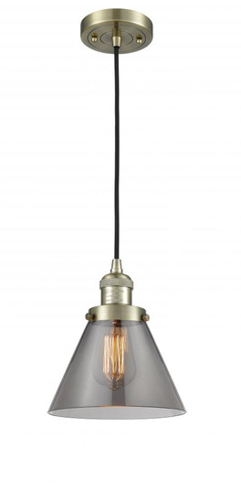 Cone - 1 Light - 8 inch - Antique Brass - Cord hung - Mini Pendant (3442|201C-AB-G43-LED)