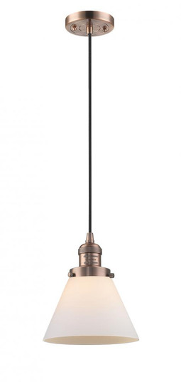 Cone - 1 Light - 8 inch - Antique Copper - Cord hung - Mini Pendant (3442|201C-AC-G41-LED)