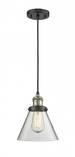 Cone - 1 Light - 8 inch - Black Antique Brass - Cord hung - Mini Pendant (3442|201C-BAB-G42-LED)