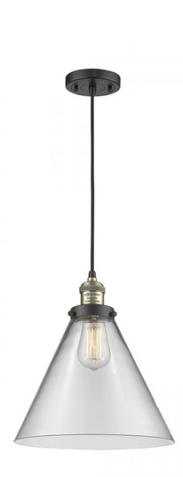 Cone - 1 Light - 12 inch - Black Antique Brass - Cord hung - Mini Pendant (3442|201C-BAB-G42-L-LED)