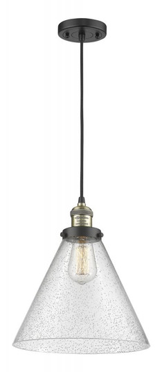 Cone - 1 Light - 12 inch - Black Antique Brass - Cord hung - Mini Pendant (3442|201C-BAB-G44-L)