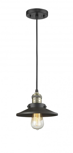 Railroad - 1 Light - 8 inch - Black Antique Brass - Cord hung - Mini Pendant (3442|201C-BAB-M6)