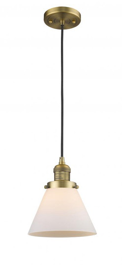 Cone - 1 Light - 8 inch - Brushed Brass - Cord hung - Mini Pendant (3442|201C-BB-G41-LED)