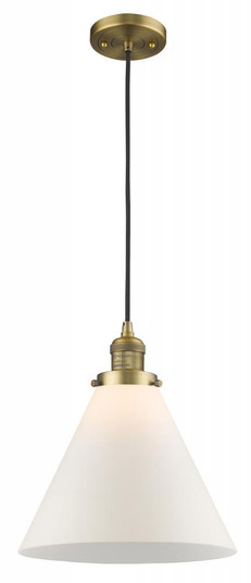 Cone - 1 Light - 12 inch - Brushed Brass - Cord hung - Mini Pendant (3442|201C-BB-G41-L-LED)
