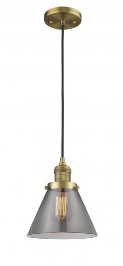 Cone - 1 Light - 8 inch - Brushed Brass - Cord hung - Mini Pendant (3442|201C-BB-G43-LED)