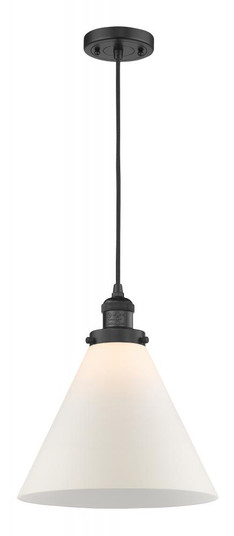 Cone - 1 Light - 12 inch - Matte Black - Cord hung - Mini Pendant (3442|201C-BK-G41-L)
