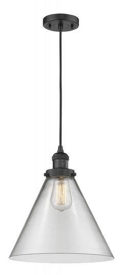 Cone - 1 Light - 12 inch - Matte Black - Cord hung - Mini Pendant (3442|201C-BK-G42-L)