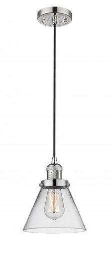Cone - 1 Light - 8 inch - Polished Nickel - Cord hung - Mini Pendant (3442|201C-PN-G42-LED)