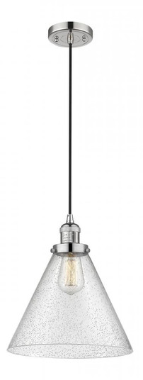 Cone - 1 Light - 12 inch - Polished Nickel - Cord hung - Mini Pendant (3442|201C-PN-G44-L-LED)