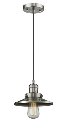 Railroad - 1 Light - 8 inch - Brushed Satin Nickel - Cord hung - Mini Pendant (3442|201C-SN-M2-LED)