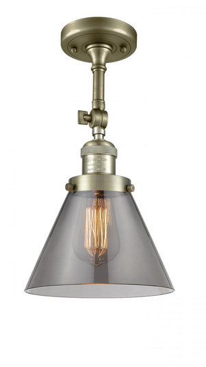 Cone - 1 Light - 8 inch - Antique Brass - Adjustable Semi-Flush Mount (3442|201F-AB-G43-LED)