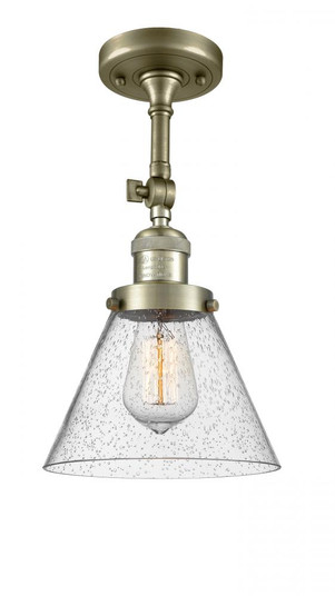 Cone - 1 Light - 8 inch - Antique Brass - Adjustable Semi-Flush Mount (3442|201F-AB-G44-LED)