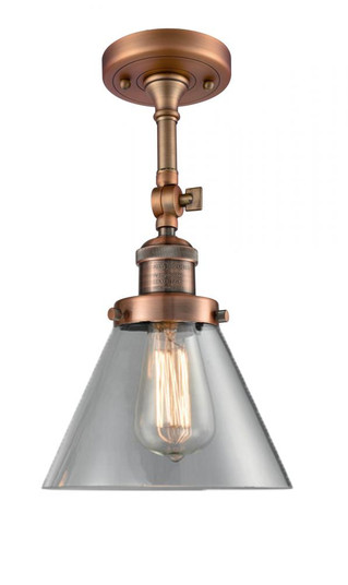 Cone - 1 Light - 8 inch - Antique Copper - Adjustable Semi-Flush Mount (3442|201F-AC-G42-LED)