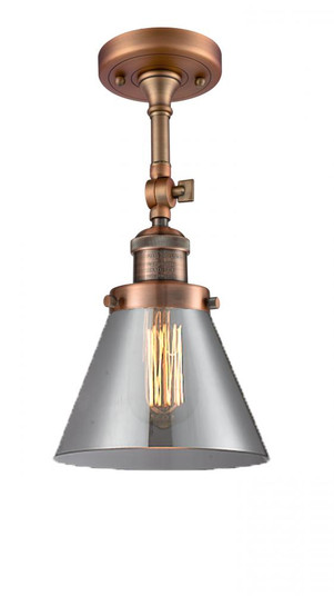 Cone - 1 Light - 8 inch - Antique Copper - Adjustable Semi-Flush Mount (3442|201F-AC-G43-LED)