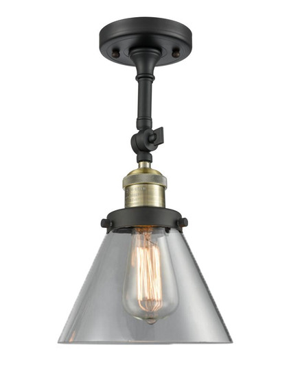 Cone - 1 Light - 8 inch - Black Antique Brass - Adjustable Semi-Flush Mount (3442|201F-BAB-G42-LED)