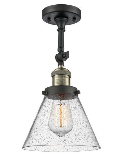 Cone - 1 Light - 8 inch - Black Antique Brass - Adjustable Semi-Flush Mount (3442|201F-BAB-G44-LED)