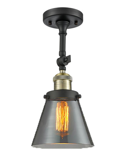 Cone - 1 Light - 6 inch - Black Antique Brass - Adjustable Semi-Flush Mount (3442|201F-BAB-G63-LED)