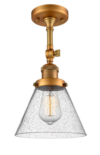 Cone - 1 Light - 8 inch - Brushed Brass - Adjustable Semi-Flush Mount (3442|201F-BB-G44-LED)