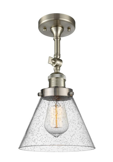 Cone - 1 Light - 8 inch - Brushed Satin Nickel - Adjustable Semi-Flush Mount (3442|201F-SN-G44-LED)
