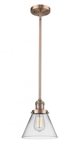Cone - 1 Light - 8 inch - Antique Copper - Stem Hung - Mini Pendant (3442|201S-AC-G42-LED)