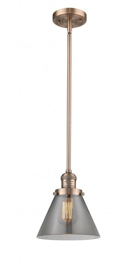 Cone - 1 Light - 8 inch - Antique Copper - Stem Hung - Mini Pendant (3442|201S-AC-G43-LED)