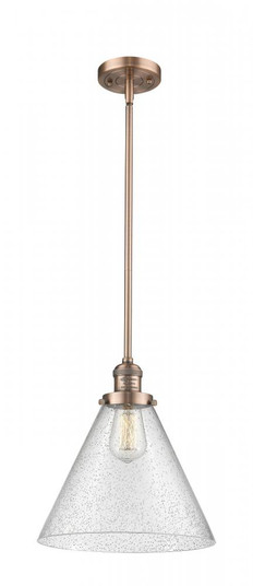 Cone - 1 Light - 12 inch - Antique Copper - Stem Hung - Mini Pendant (3442|201S-AC-G44-L-LED)