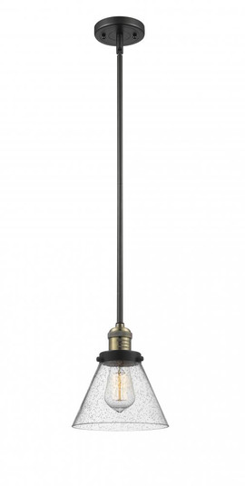 Cone - 1 Light - 8 inch - Black Antique Brass - Stem Hung - Mini Pendant (3442|201S-BAB-G44)