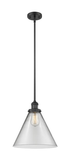 Cone - 1 Light - 12 inch - Matte Black - Stem Hung - Mini Pendant (3442|201S-BK-G42-L)