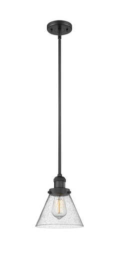 Cone - 1 Light - 8 inch - Matte Black - Stem Hung - Mini Pendant (3442|201S-BK-G44)