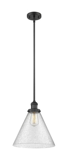 Cone - 1 Light - 12 inch - Matte Black - Stem Hung - Mini Pendant (3442|201S-BK-G44-L)