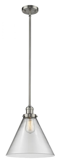 Cone - 1 Light - 12 inch - Brushed Satin Nickel - Stem Hung - Mini Pendant (3442|201S-SN-G42-L-LED)