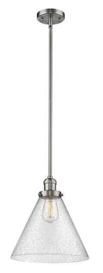 Cone - 1 Light - 12 inch - Brushed Satin Nickel - Stem Hung - Mini Pendant (3442|201S-SN-G44-L-LED)