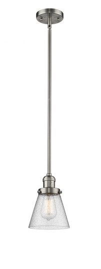 Cone - 1 Light - 6 inch - Brushed Satin Nickel - Stem Hung - Mini Pendant (3442|201S-SN-G64-LED)