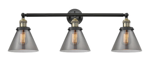 Cone - 3 Light - 32 inch - Black Antique Brass - Bath Vanity Light (3442|205-BAB-G43-LED)