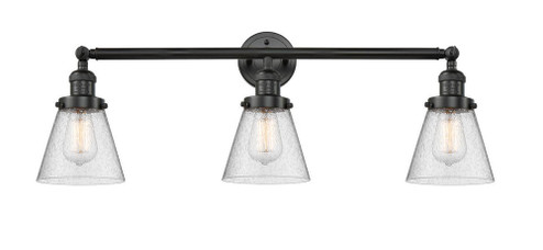 Cone - 3 Light - 30 inch - Matte Black - Bath Vanity Light (3442|205-BK-G64-LED)