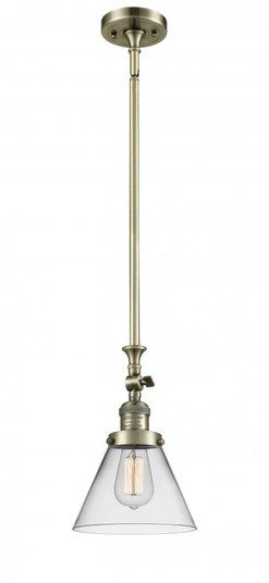 Cone - 1 Light - 8 inch - Antique Brass - Stem Hung - Adjustable Mini Pendant (3442|206-AB-G42-LED)