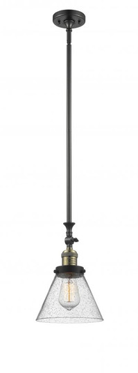 Cone - 1 Light - 8 inch - Black Antique Brass - Stem Hung - Adjustable Mini Pendant (3442|206-BAB-G44)