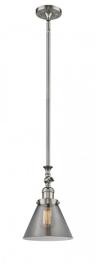 Cone - 1 Light - 8 inch - Brushed Satin Nickel - Stem Hung - Adjustable Mini Pendant (3442|206-SN-G43-LED)