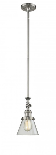 Cone - 1 Light - 6 inch - Brushed Satin Nickel - Stem Hung - Adjustable Mini Pendant (3442|206-SN-G62-LED)