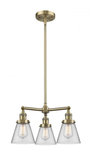 Cone - 3 Light - 19 inch - Antique Brass - Stem Hung - Chandelier (3442|207-AB-G62)