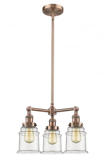 Canton - 3 Light - 18 inch - Antique Copper - Stem Hung - Chandelier (3442|207-AC-G182-LED)