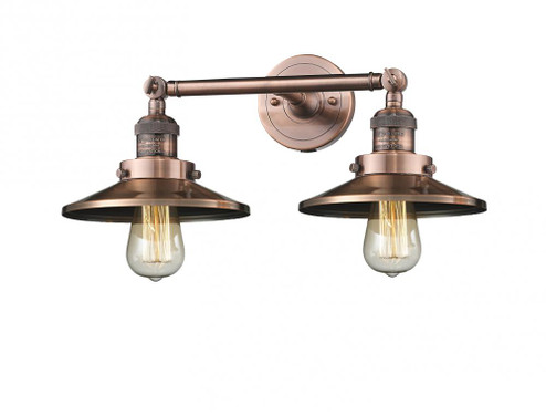 Railroad - 2 Light - 18 inch - Antique Copper - Adjustable Bath Vanity Light (3442|208-AC-M3-LED)