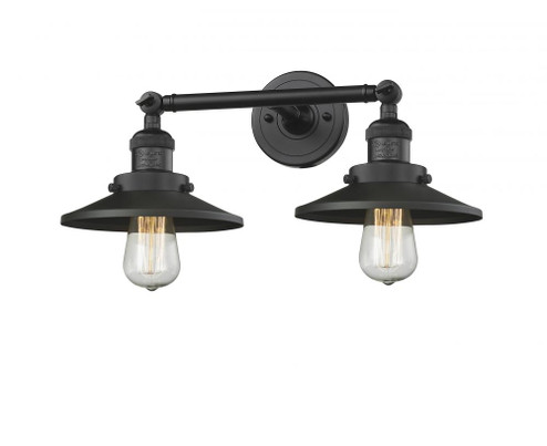 Railroad - 2 Light - 18 inch - Matte Black - Adjustable Bath Vanity Light (3442|208-BK-M6-LED)