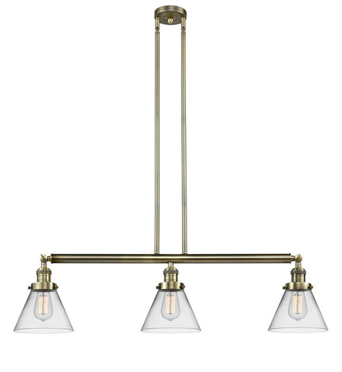 Cone - 3 Light - 40 inch - Antique Brass - Stem Hung - Adjustable Island Light (3442|213-AB-G42-LED)