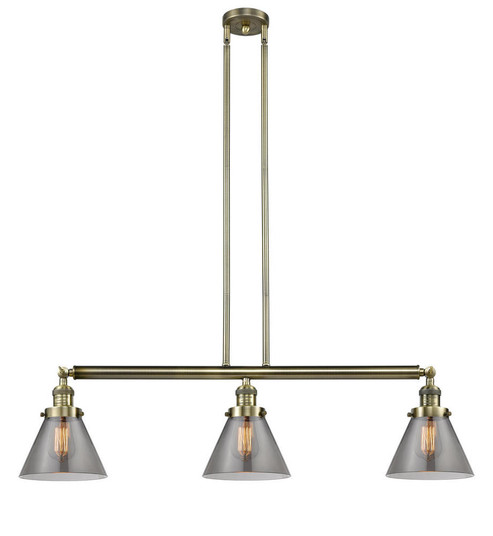Cone - 3 Light - 40 inch - Antique Brass - Stem Hung - Adjustable Island Light (3442|213-AB-G43-LED)